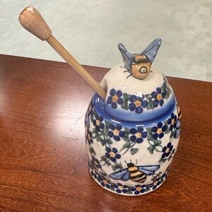 Hand-Painted Honey Container by Andy, Polish Pottery